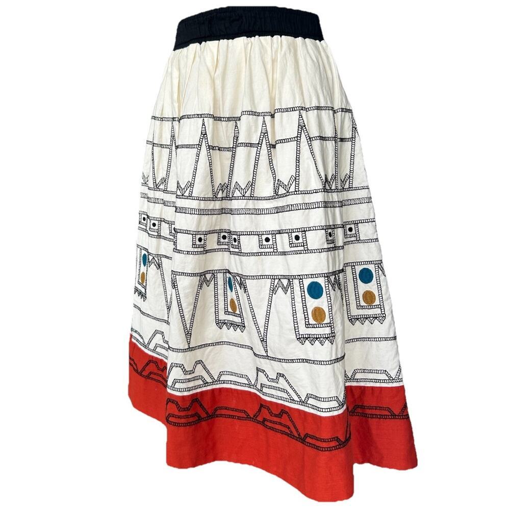 Anthropologie Edme & Esyllte Mendoza Codex Embroidered Skirt Sz 6 Boho Festival - Picture 3 of 10